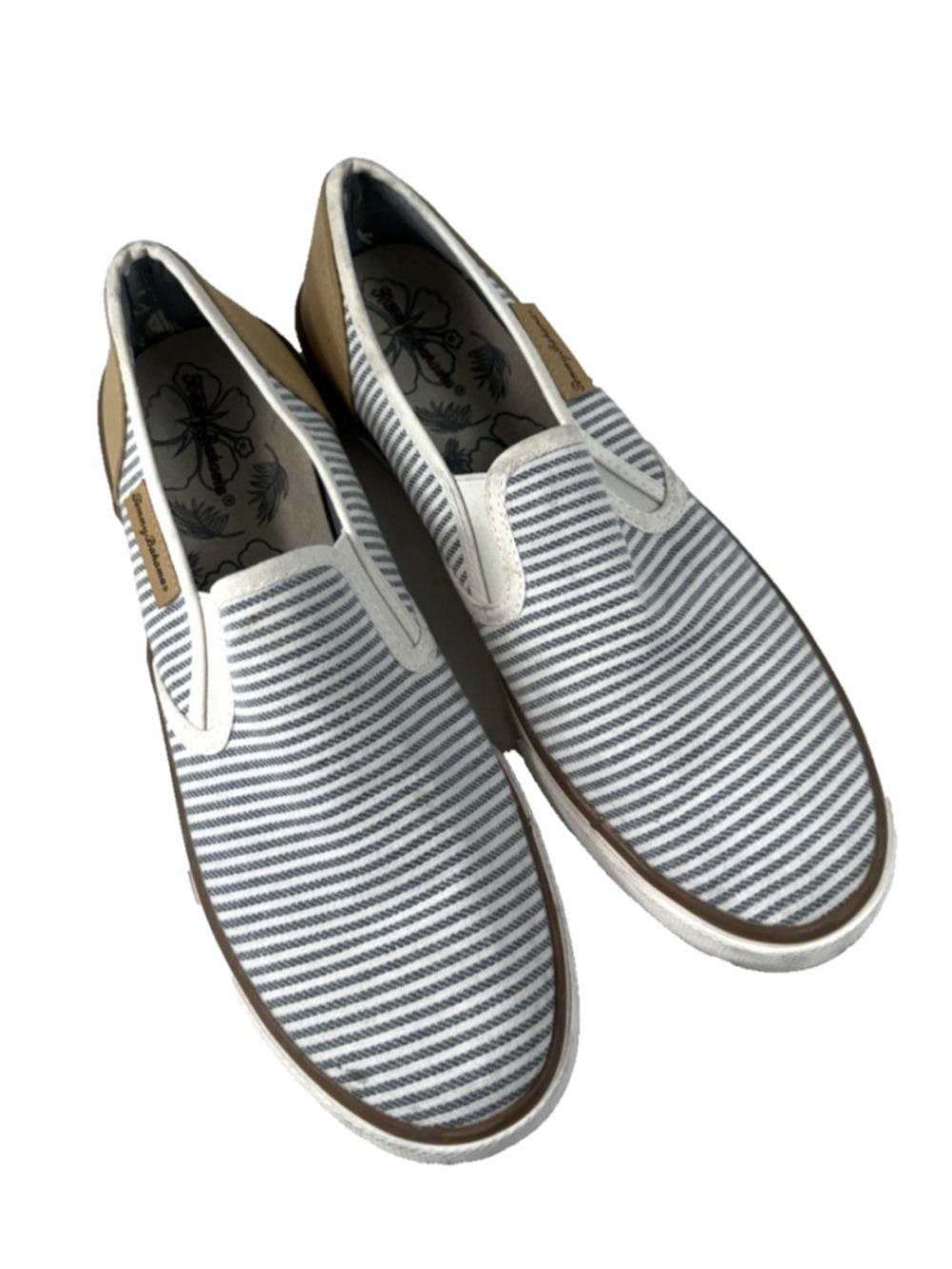 Tommy Bahama Slip-On Sneakers Shoes Women's Size 9.5 White Stripe Casual Loafer